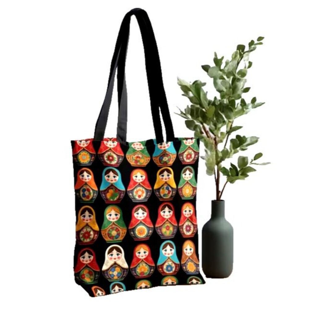 Russian Nesting Dolls Matryoshka Tote Shoulder Bag Purse Canvas Travel Gift NEW